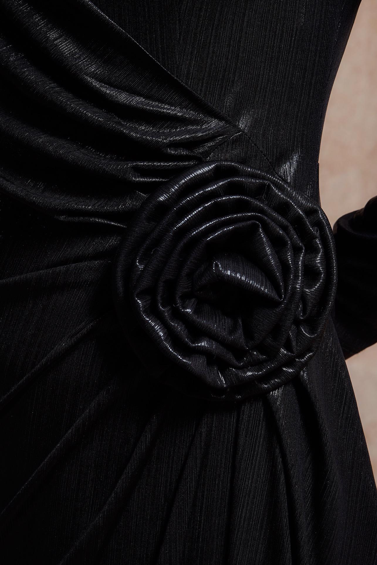 Tesettür giyim SİYAH BÜZGÜ DETAYLI ABİYE ELBİSE 50418