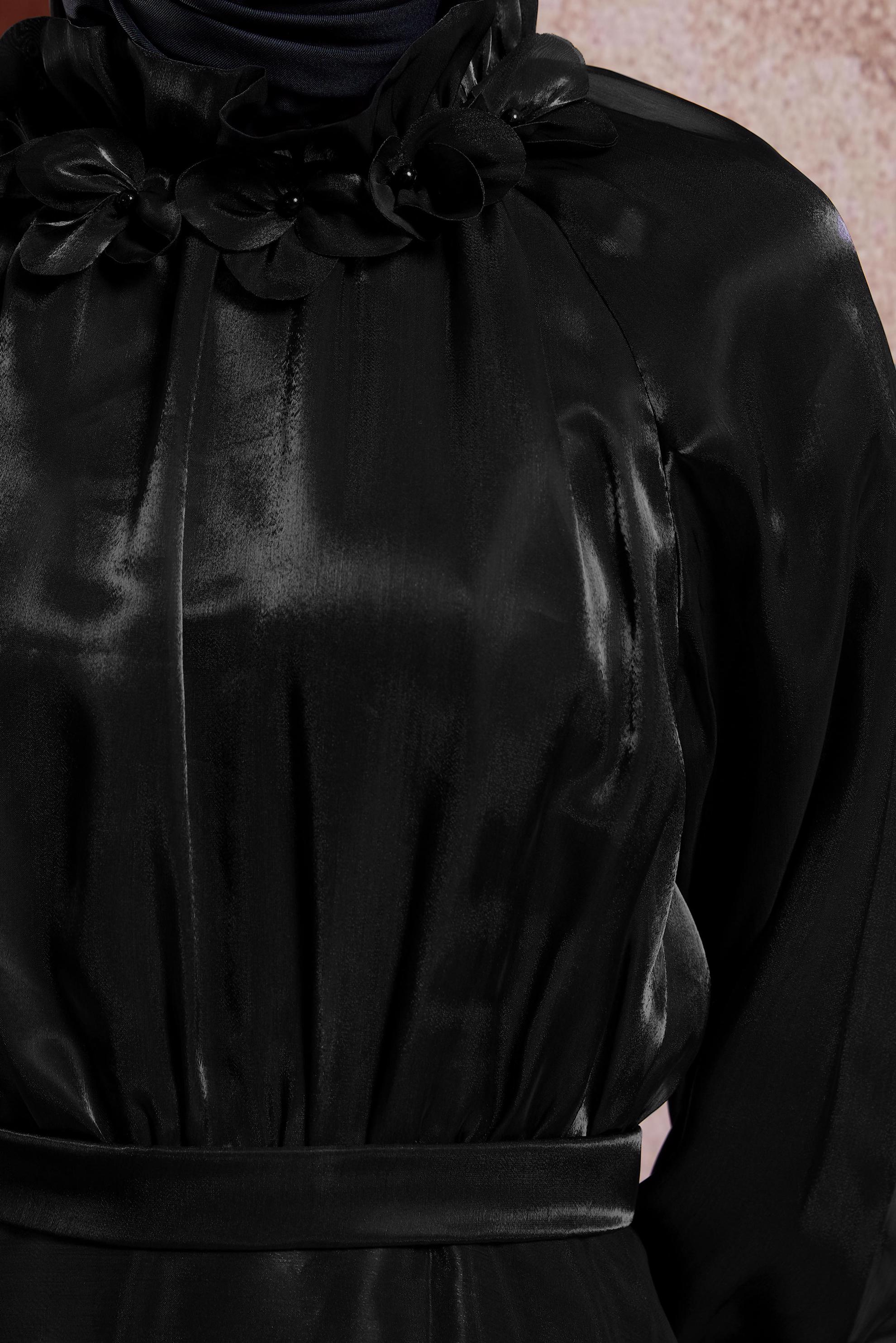 Tesettür giyim SİYAH ORGANZE TESETTÜR ABİYE ELBİSE 50419