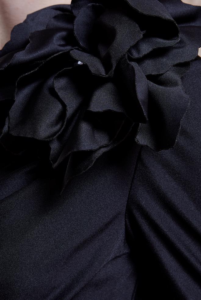 Tesettür giyim SİYAH AKSESUAR DETAYLI ABİYE ELBİSE 50420 - ALVİNA