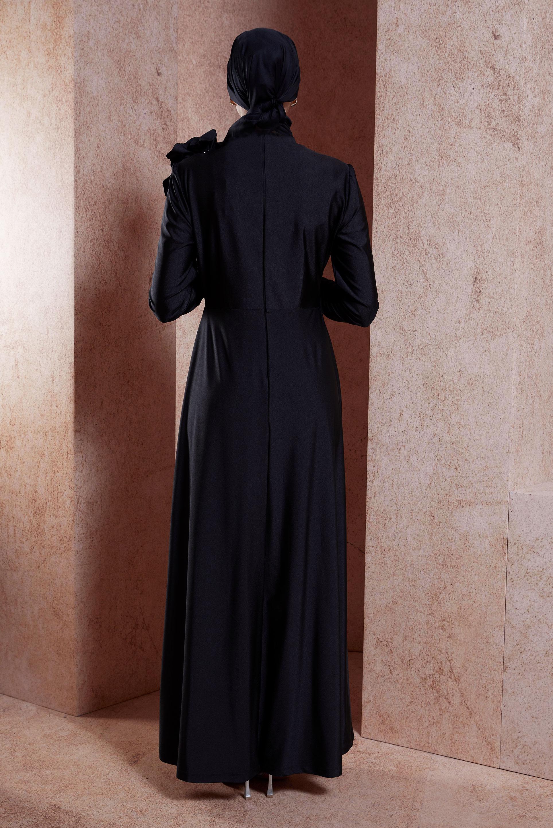 Hijab clothing BLACK EVENING DRESS WITH ACCESSORY 50420