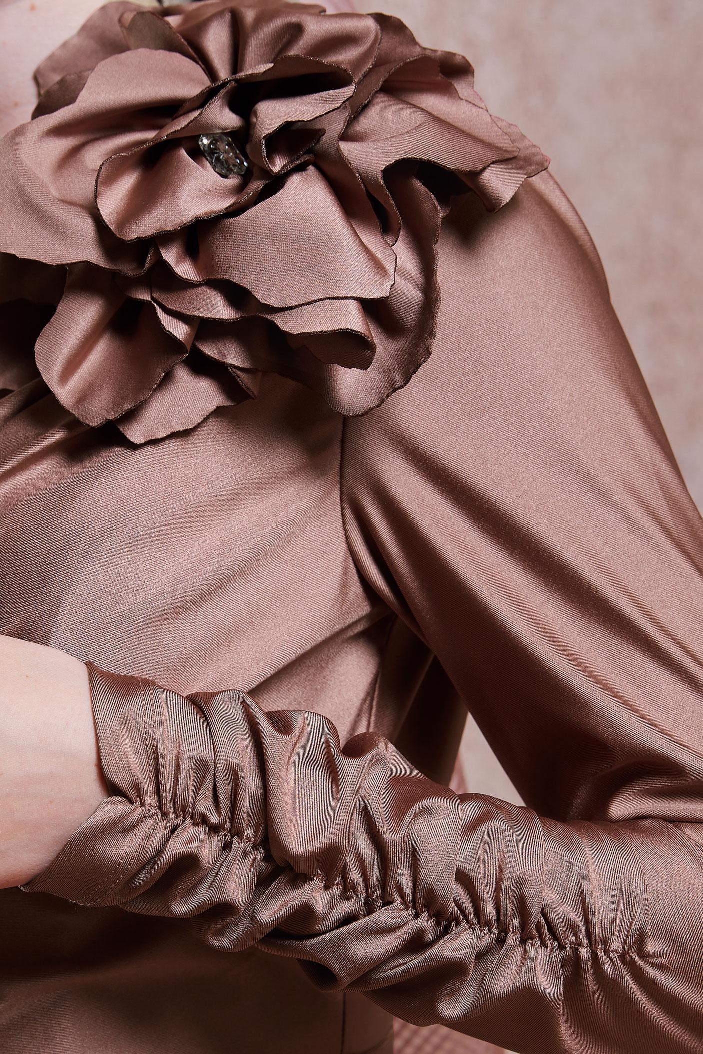 Tesettür giyim PEMBE AKSESUAR DETAYLI ABİYE ELBİSE 50420