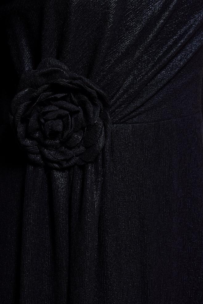 Tesettür giyim SİYAH ÇİÇEK DETAYLI ABİYE 50421 - ALVİNA