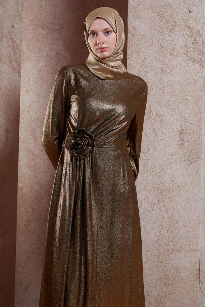 Tesettür giyim SİYAH ÇİÇEK DETAYLI ABİYE 50421 - ALVİNA