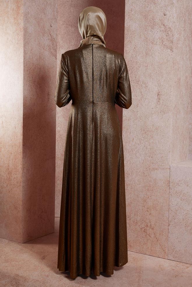 Tesettür giyim SİYAH ÇİÇEK DETAYLI ABİYE 50421 - ALVİNA