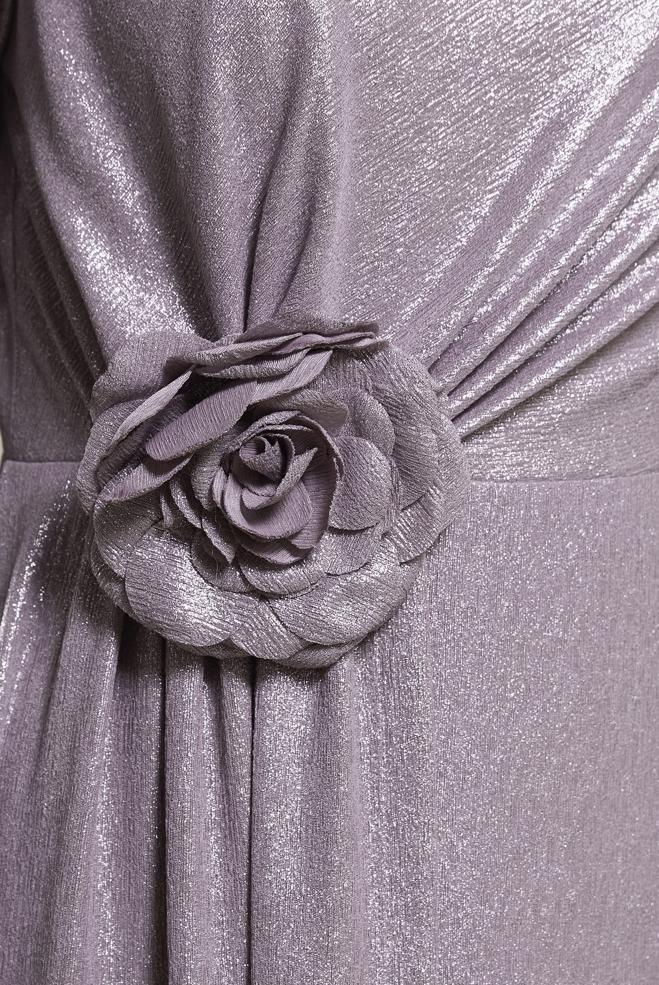 Tesettür giyim MOR ÇİÇEK DETAYLI ABİYE 50421 - ALVİNA