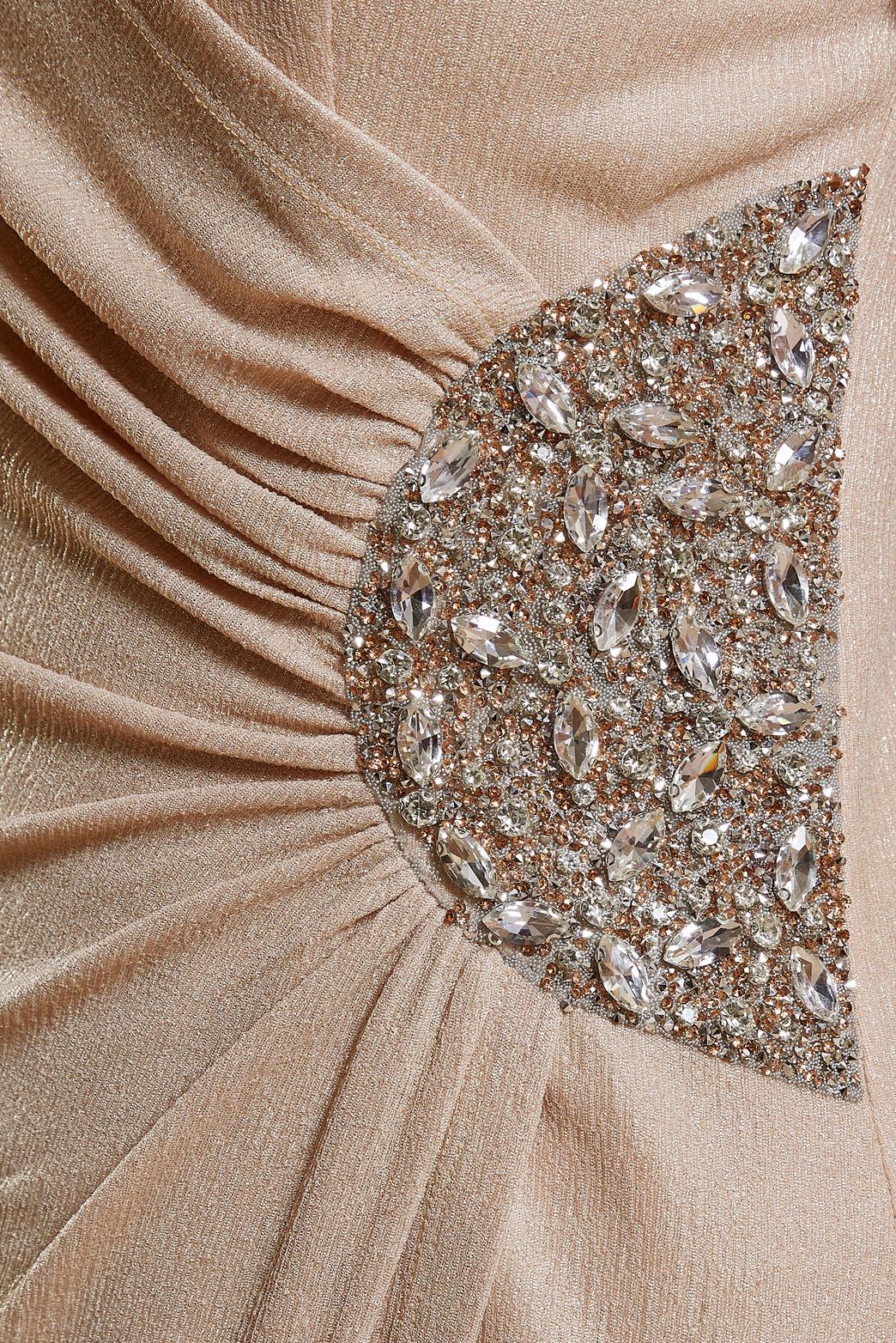 Tesettür giyim BEJ TAŞ İŞLEMELİ ABİYE ELBİSE 50422