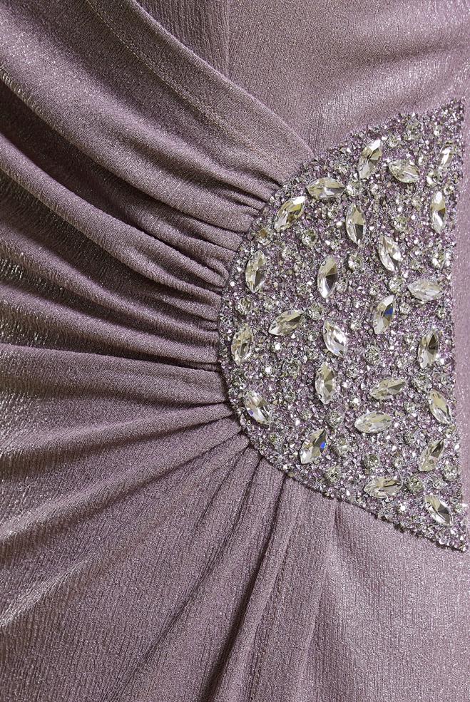 Tesettür giyim MOR TAŞ İŞLEMELİ ABİYE ELBİSE 50422 - ALVİNA