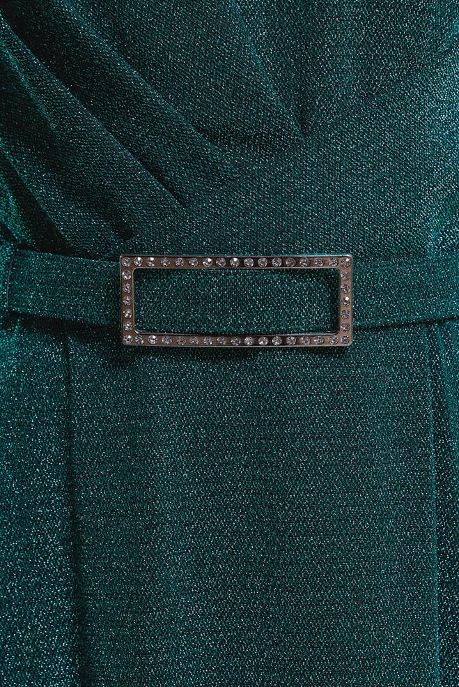 Tesettür giyim MAVİ KEMERLİ SİMLİ ABİYE ELBİSE 50424 - ALVİNA