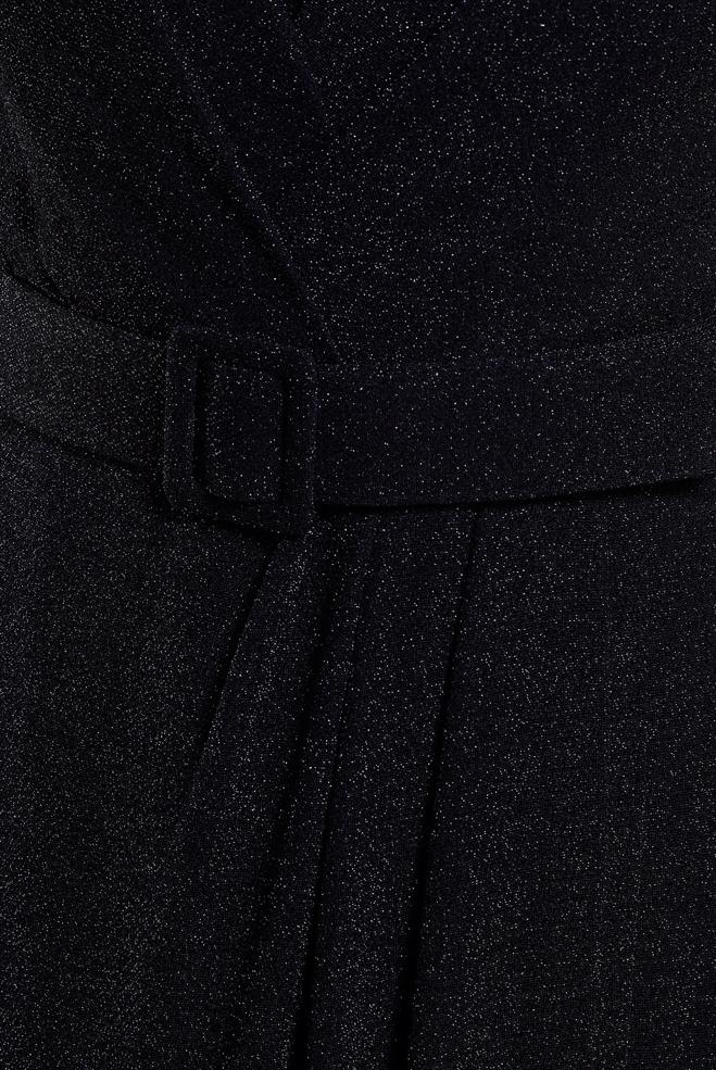 Tesettür giyim SİYAH KEMERLİ SİMLİ ABİYE ELBİSE 50428 - ALVİNA