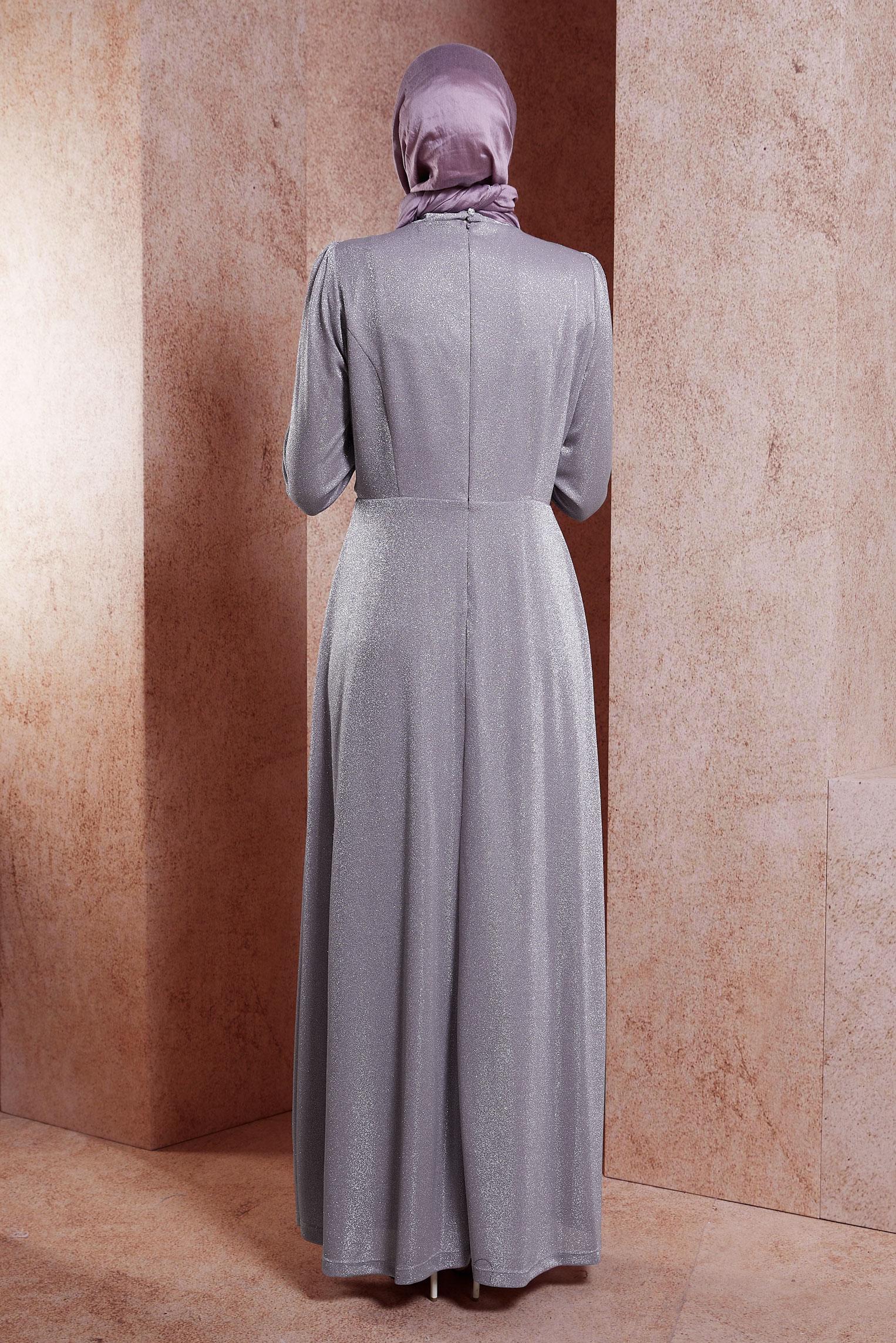 Vêtements hijab POURPRE ROBE DE SOIRÉE MODESTE À PAILLETTES 50430