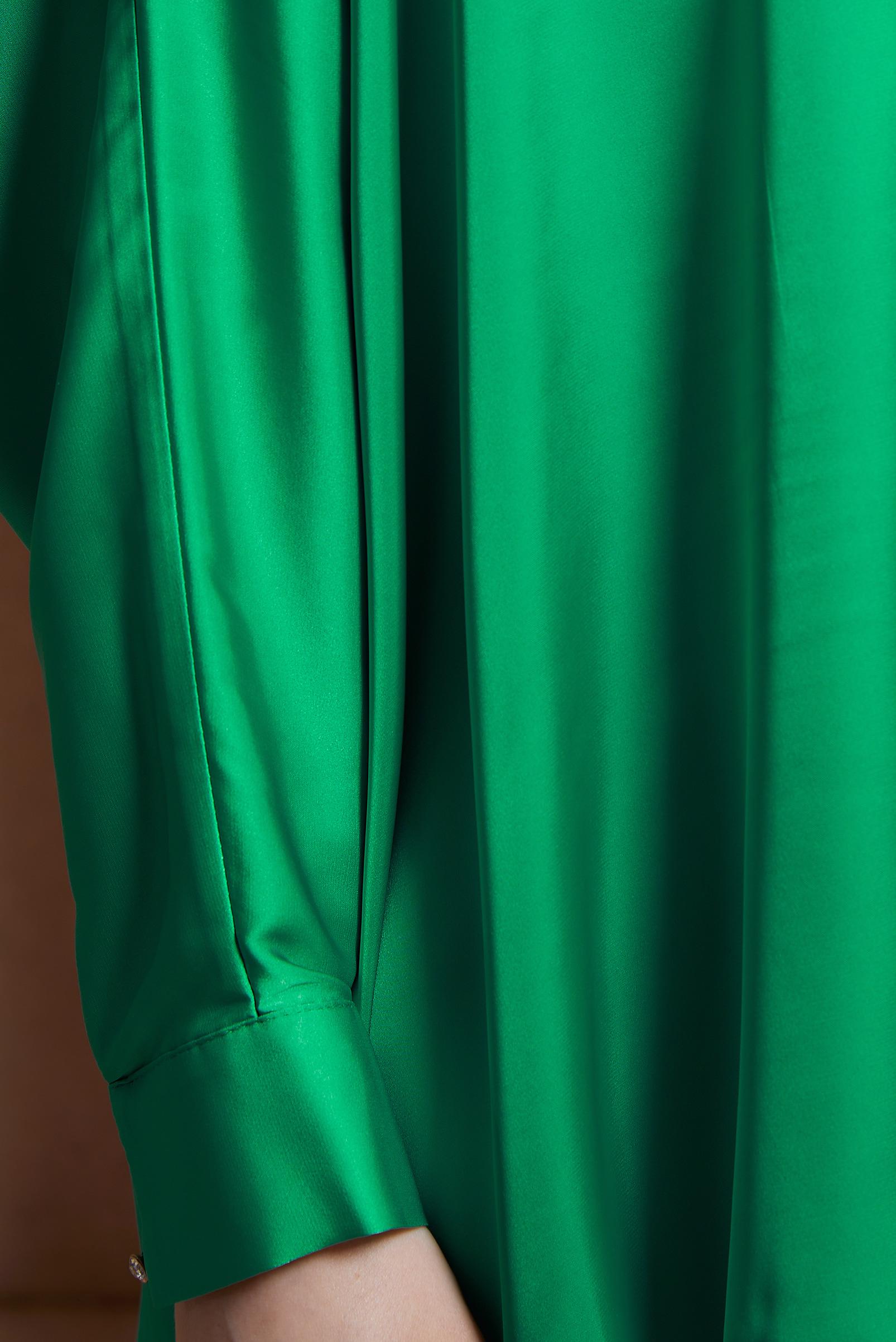 Tesettür giyim YEŞİL YARASA KOL SATEN BLUZ 44410