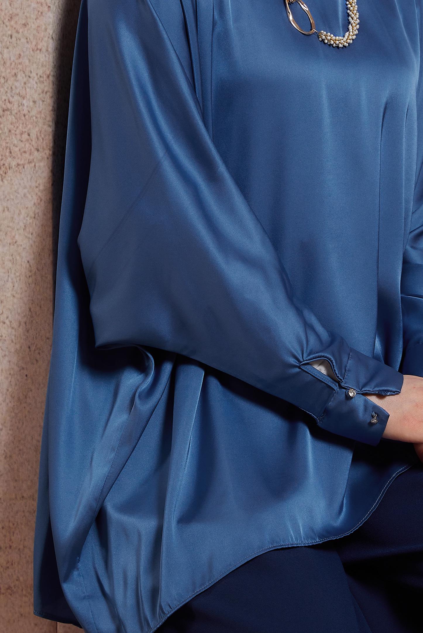 Tesettür giyim LACİVERT YARASA KOL SATEN BLUZ 44410