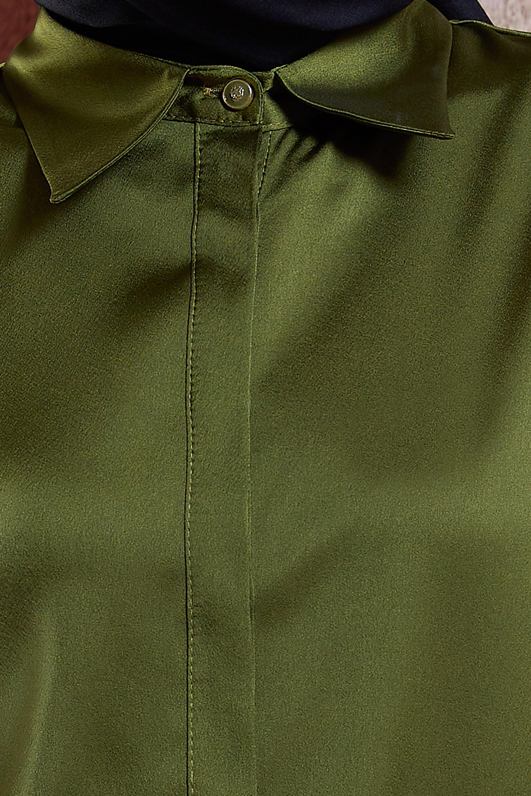 Tesettür giyim HAKİ SATEN GÖMLEK BLUZ 44430