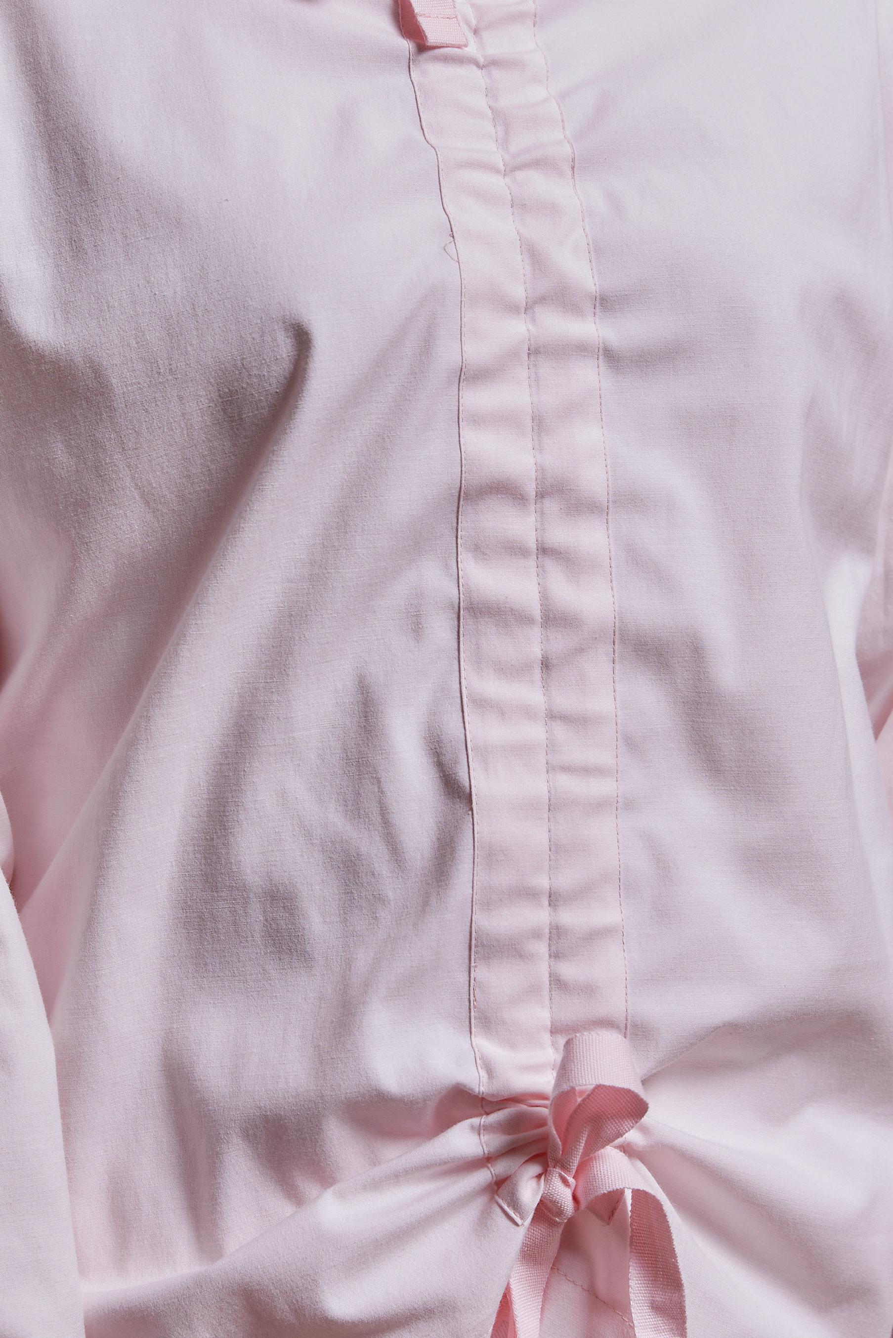 Tesettür giyim PEMBE BÜZGÜ DETAYLI PAMUK SATEN BLUZ 44470