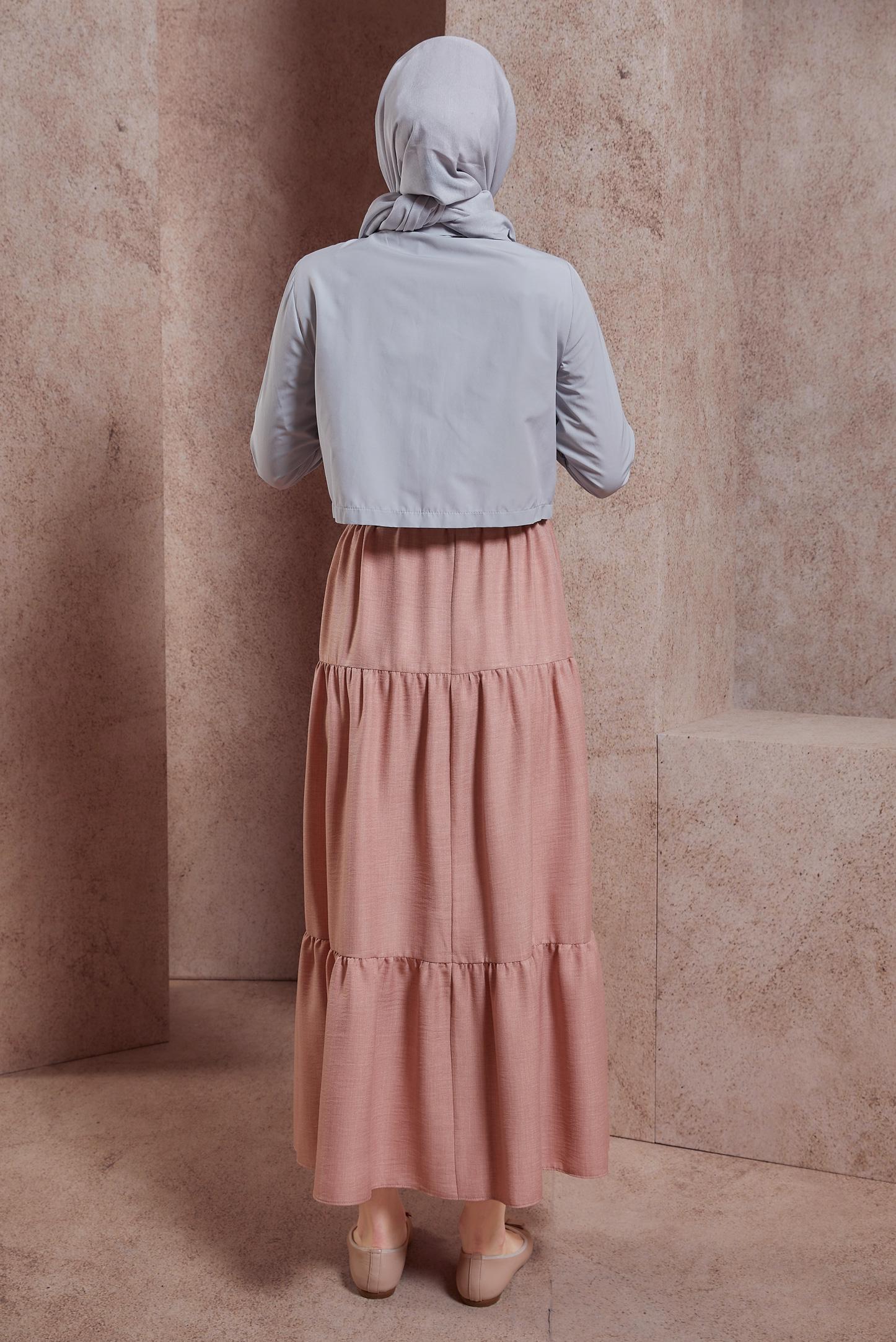 Tesettür giyim GRİ DÜĞMELİ PAMUKLU BLUZ 44496