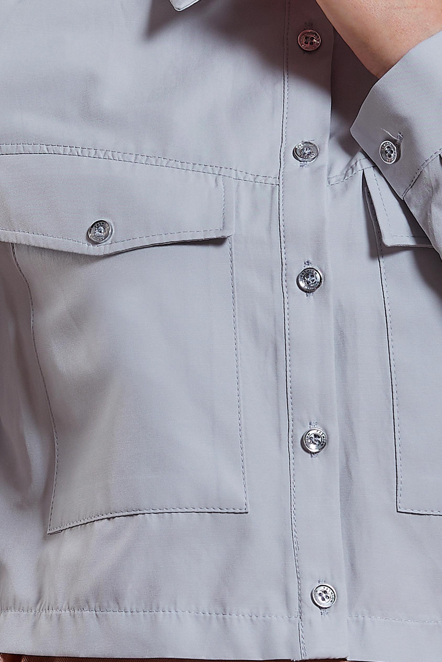 Tesettür giyim GRİ DÜĞMELİ PAMUKLU BLUZ 44496