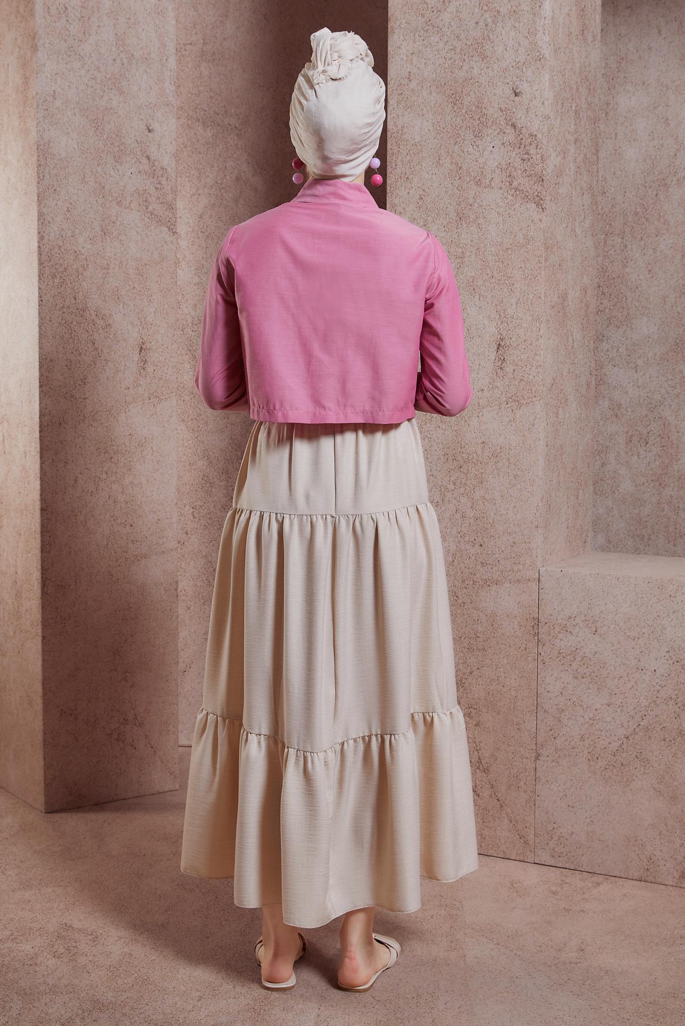 Tesettür giyim FUŞYA DÜĞMELİ PAMUKLU BLUZ 44496