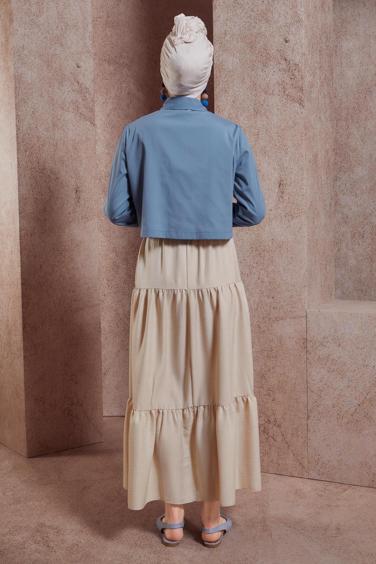 Tesettür giyim LACİVERT DÜĞMELİ PAMUKLU BLUZ 44496