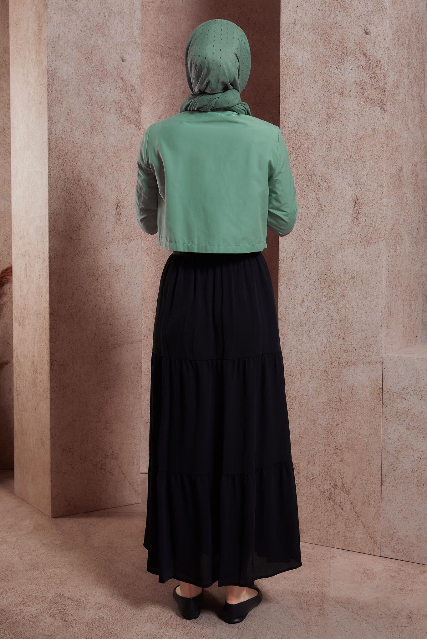 Tesettür giyim MAVİ DÜĞMELİ PAMUKLU BLUZ 44496