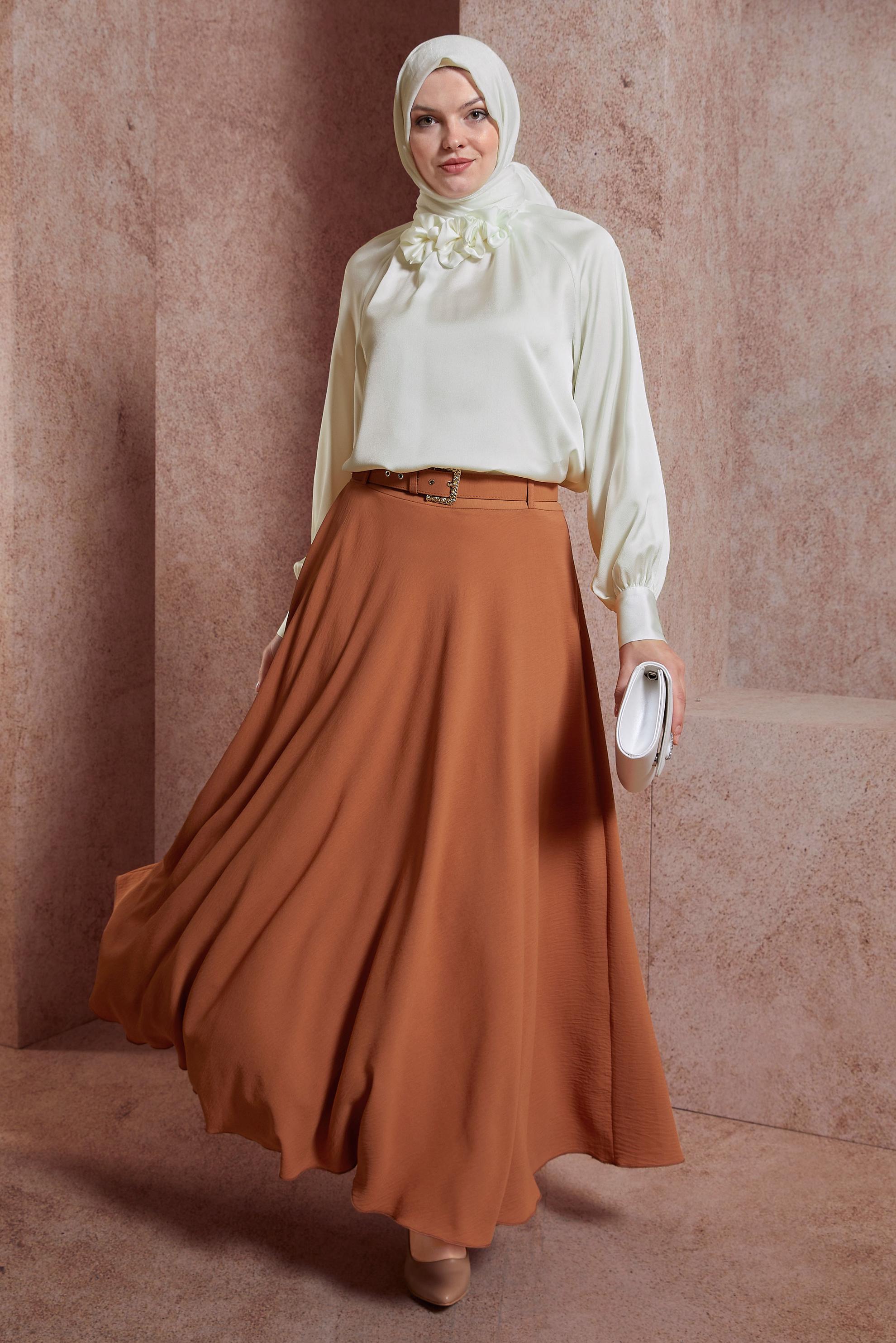 Tesettür giyim BEYAZ SATEN BLUZ 44554