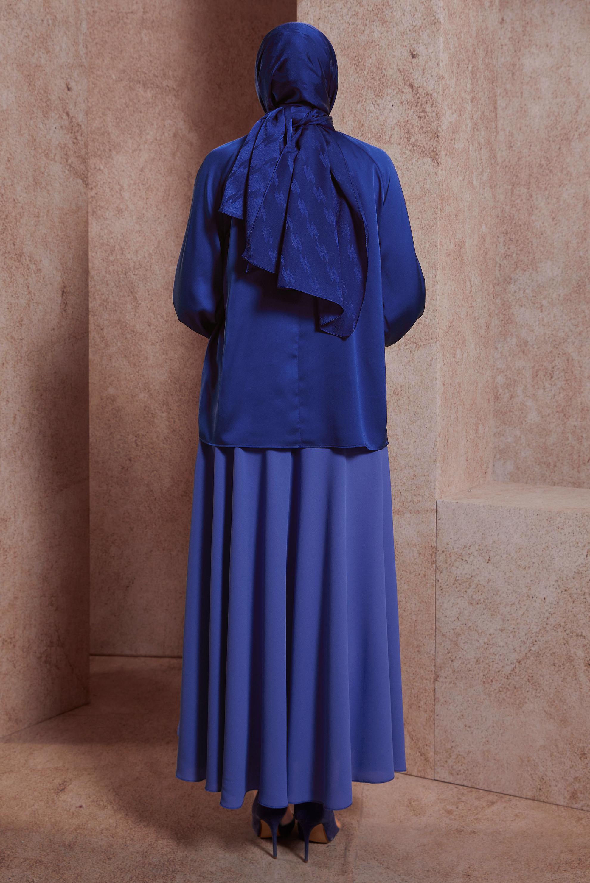 Tesettür giyim LACİVERT SATEN BLUZ 44554