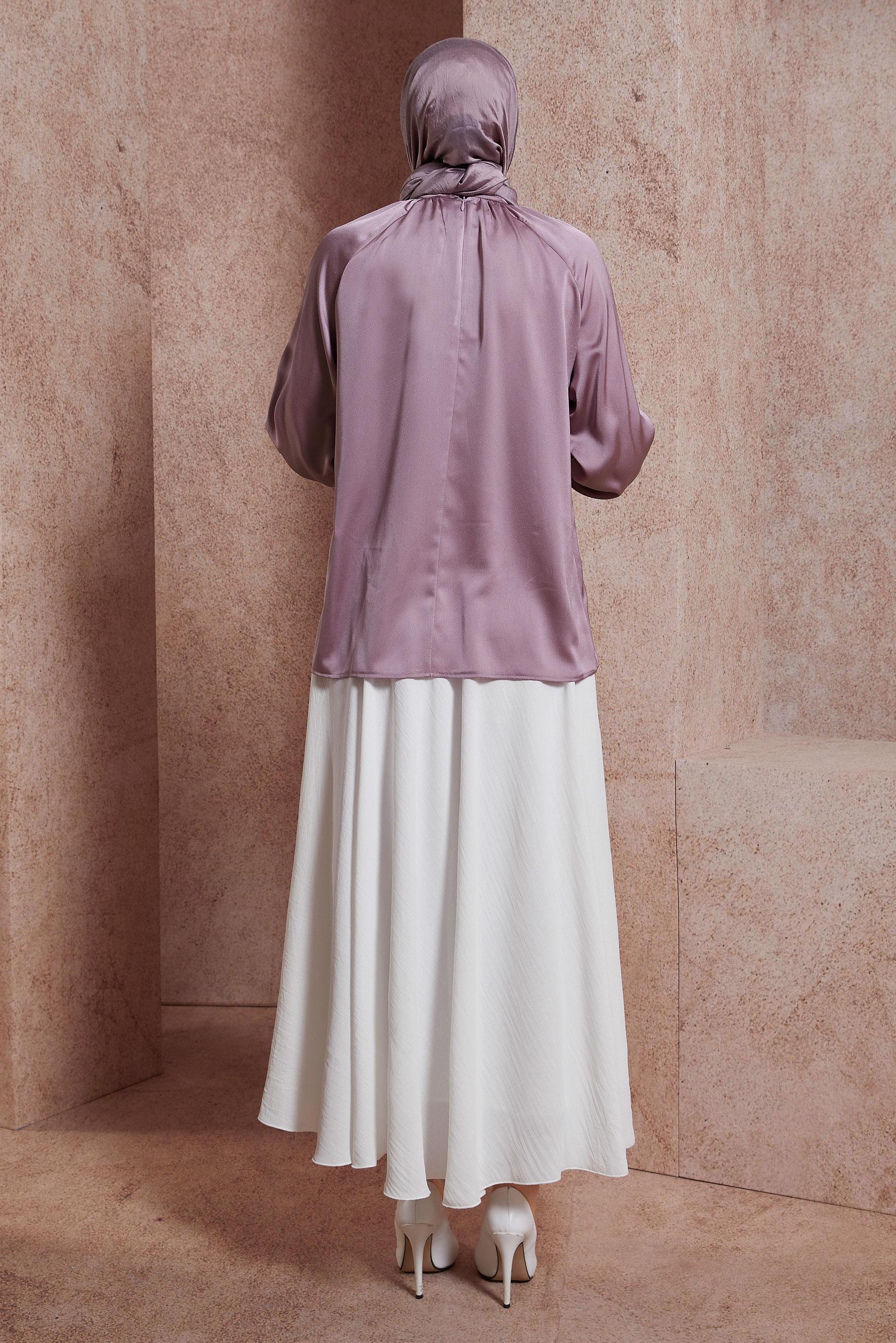 Tesettür giyim MOR SATEN BLUZ 44554