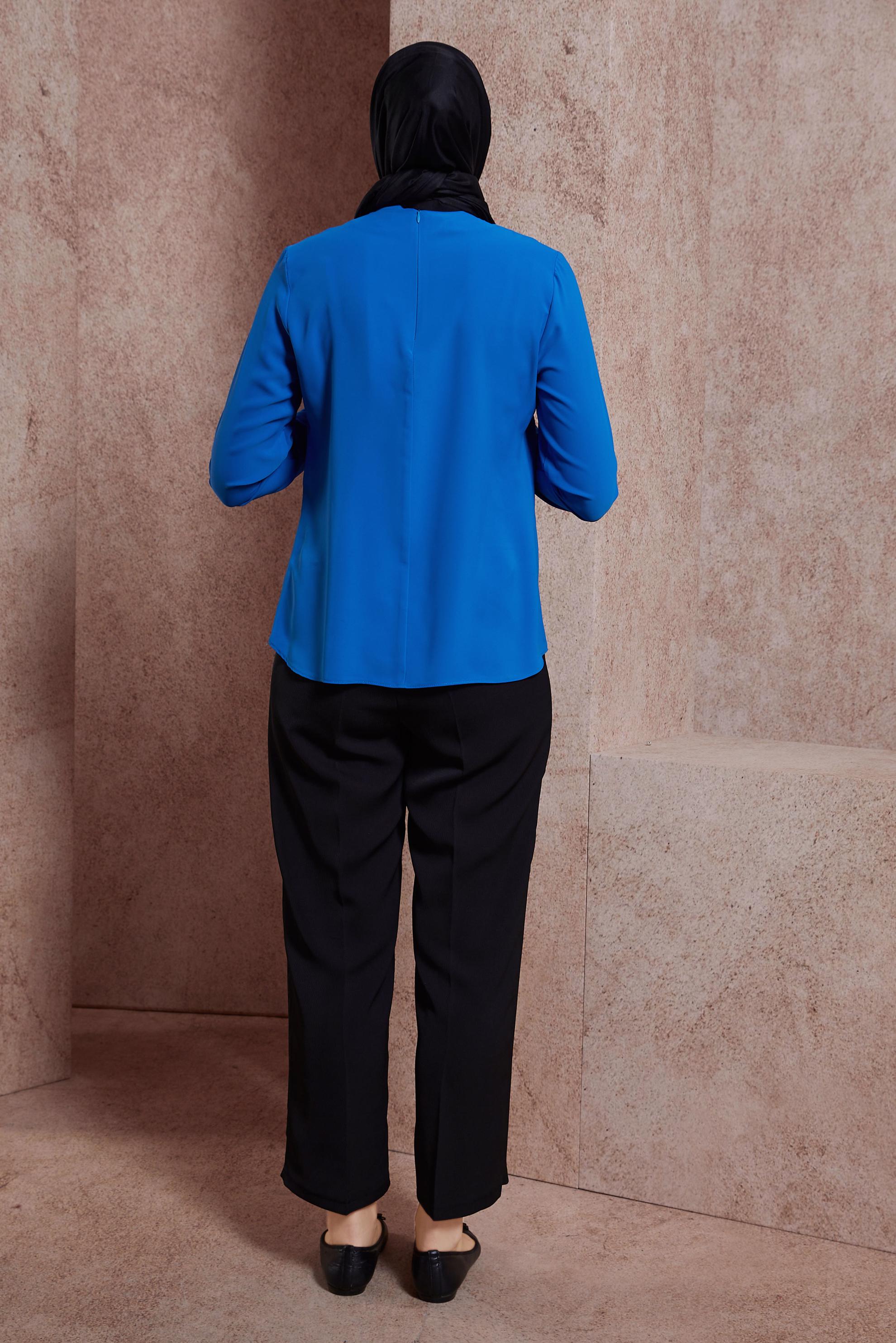 Tesettür giyim LACİVERT BAĞLAMA DETAYLI BLUZ 44613