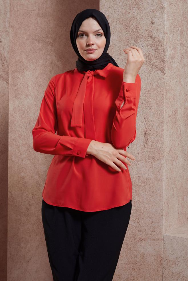 Tesettür giyim  BAĞLAMA DETAYLI BLUZ 44613 - ALVİNA