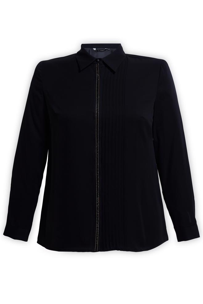 Vêtements hijab NOIR CHEMISE DÉTAILLÉE À RAYURES 44614 - ALVİNA