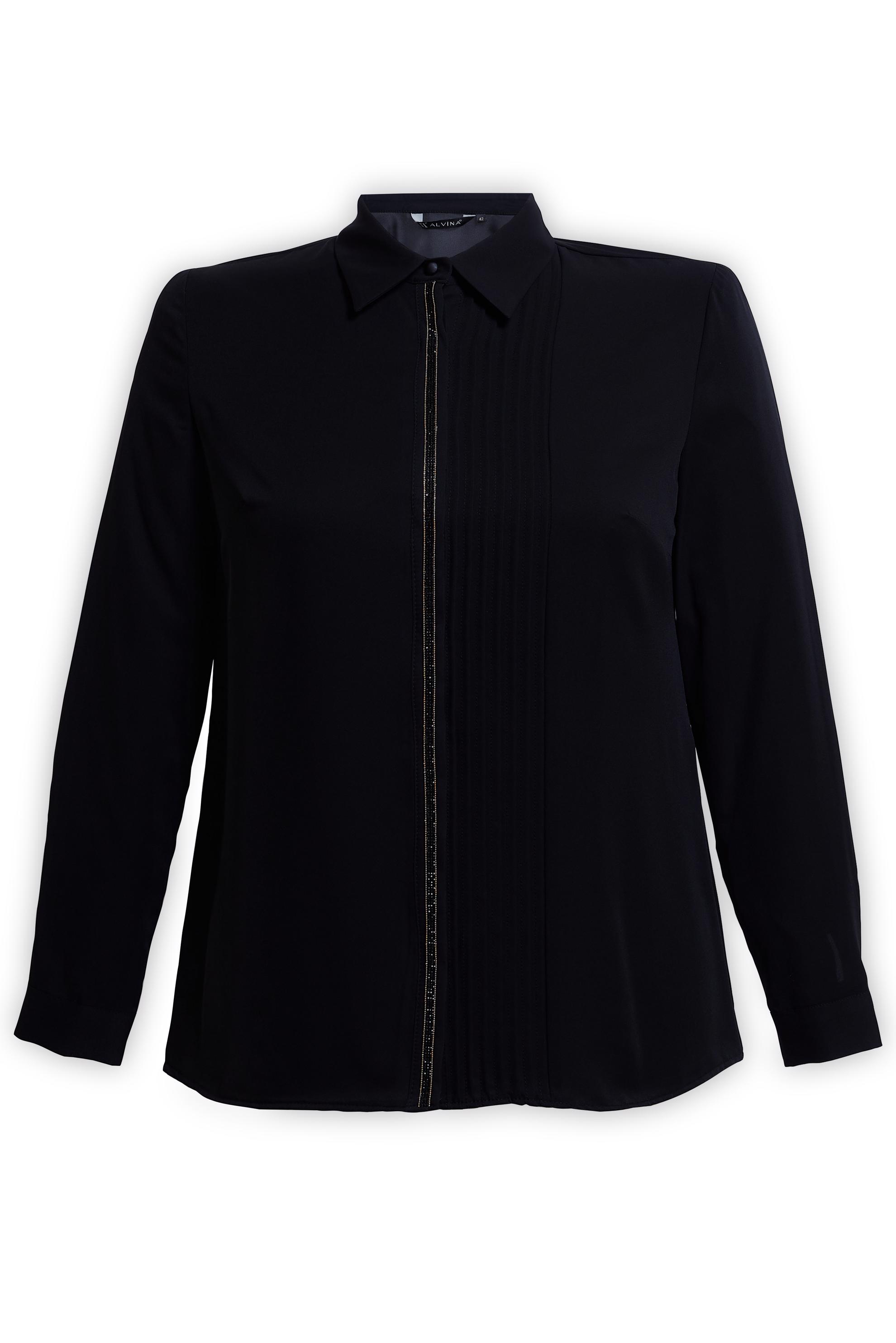 Tesettür giyim SİYAH ŞERİT DETAYLI GÖMLEK BLUZ 44614