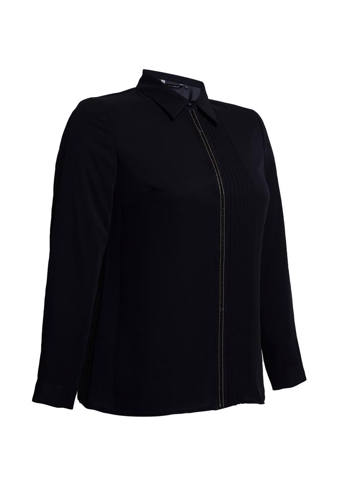 Vêtements hijab NOIR CHEMISE DÉTAILLÉE À RAYURES 44614 - ALVİNA