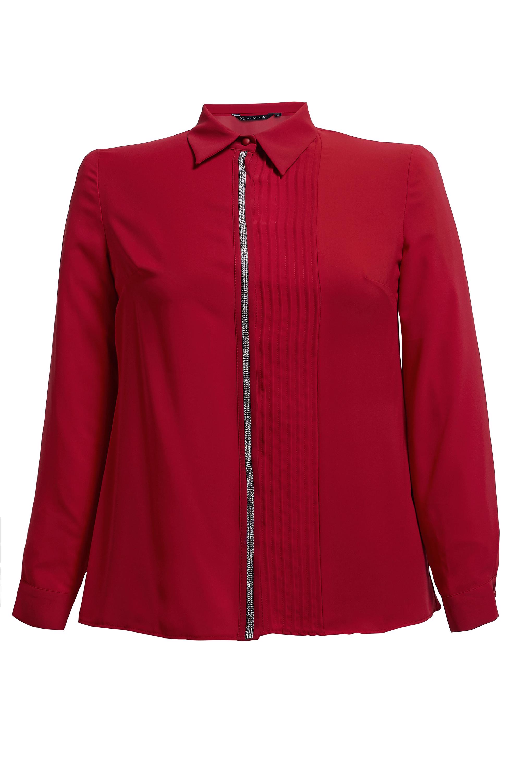 Tesettür giyim KIRMIZI ŞERİT DETAYLI GÖMLEK BLUZ 44614