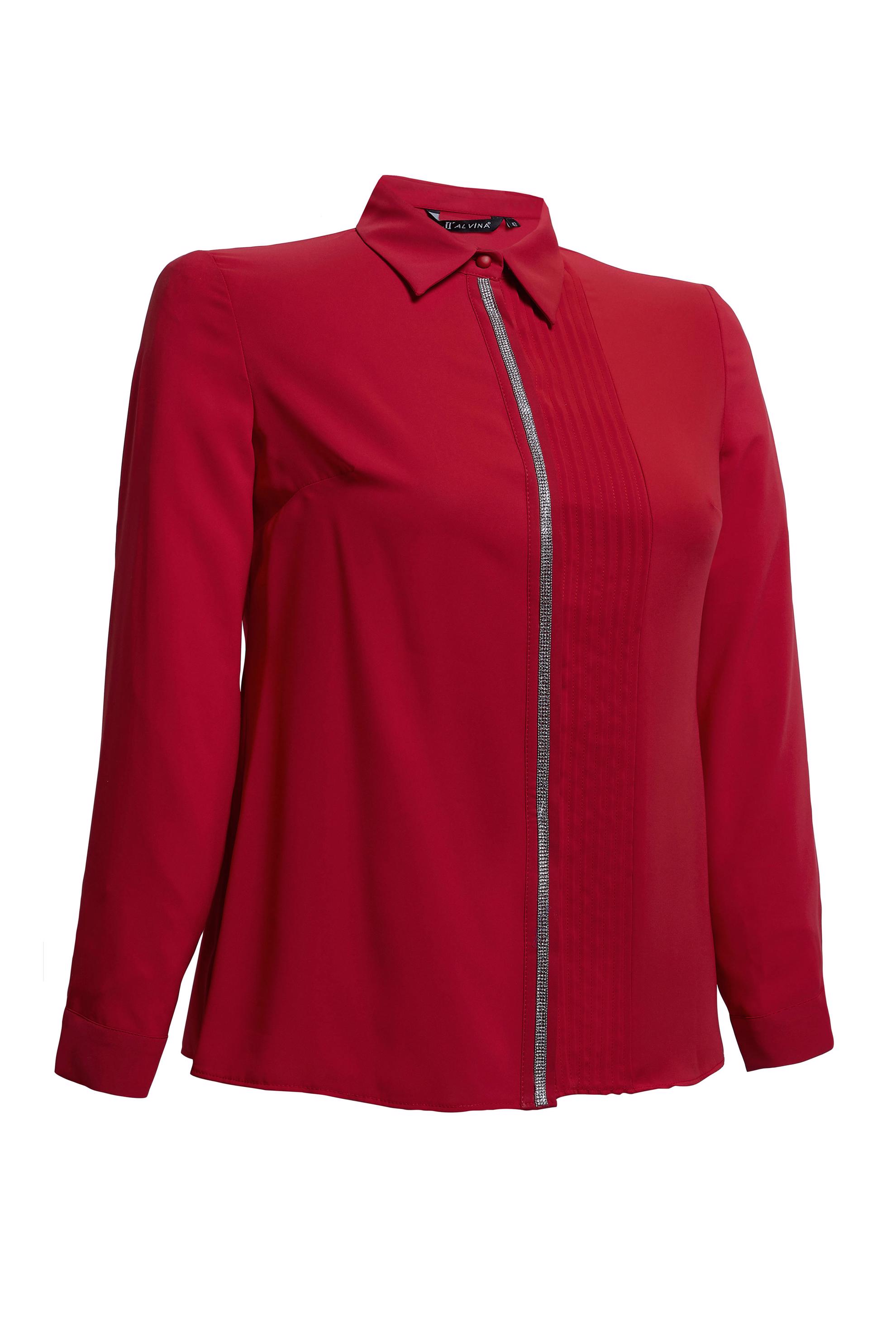 Tesettür giyim KIRMIZI ŞERİT DETAYLI GÖMLEK BLUZ 44614