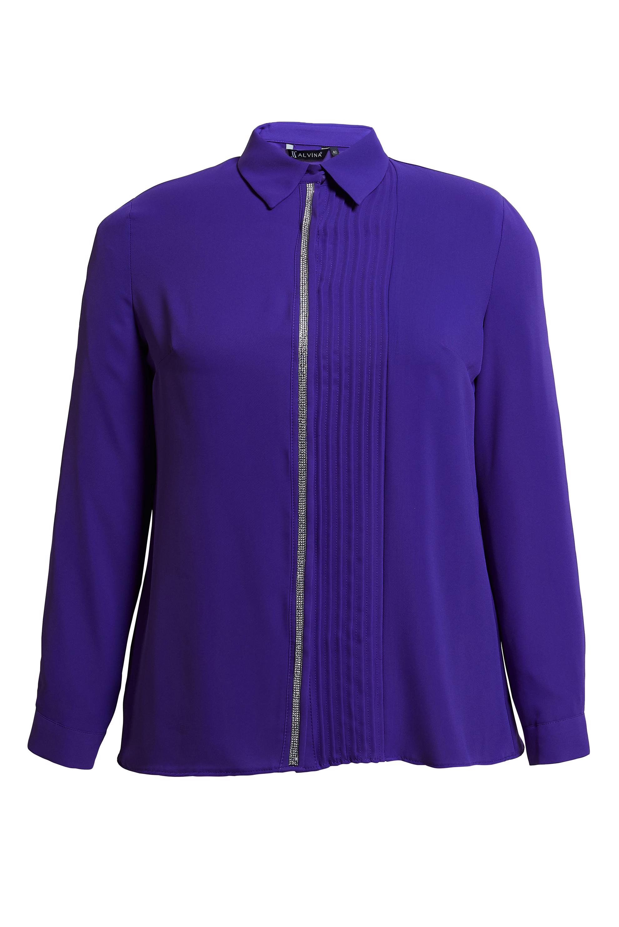 Tesettür giyim MOR ŞERİT DETAYLI GÖMLEK BLUZ 44614