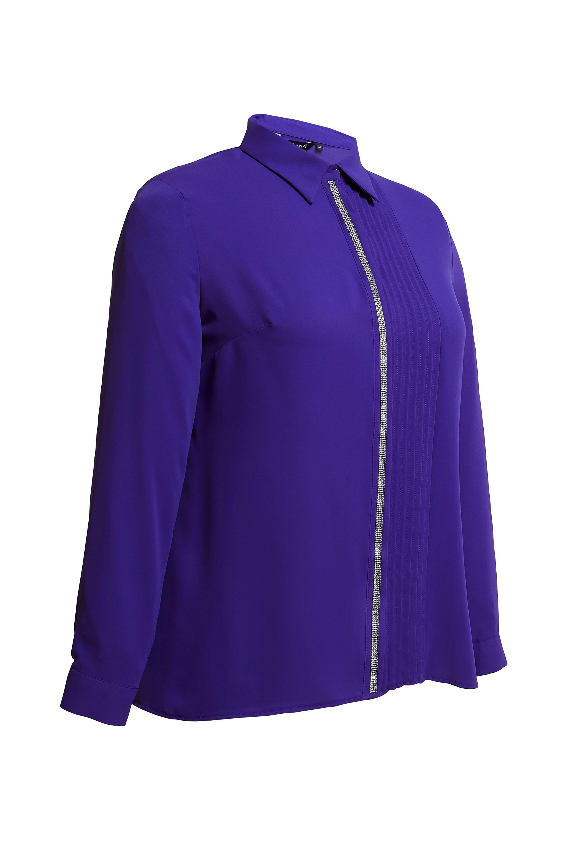 Tesettür giyim MOR ŞERİT DETAYLI GÖMLEK BLUZ 44614