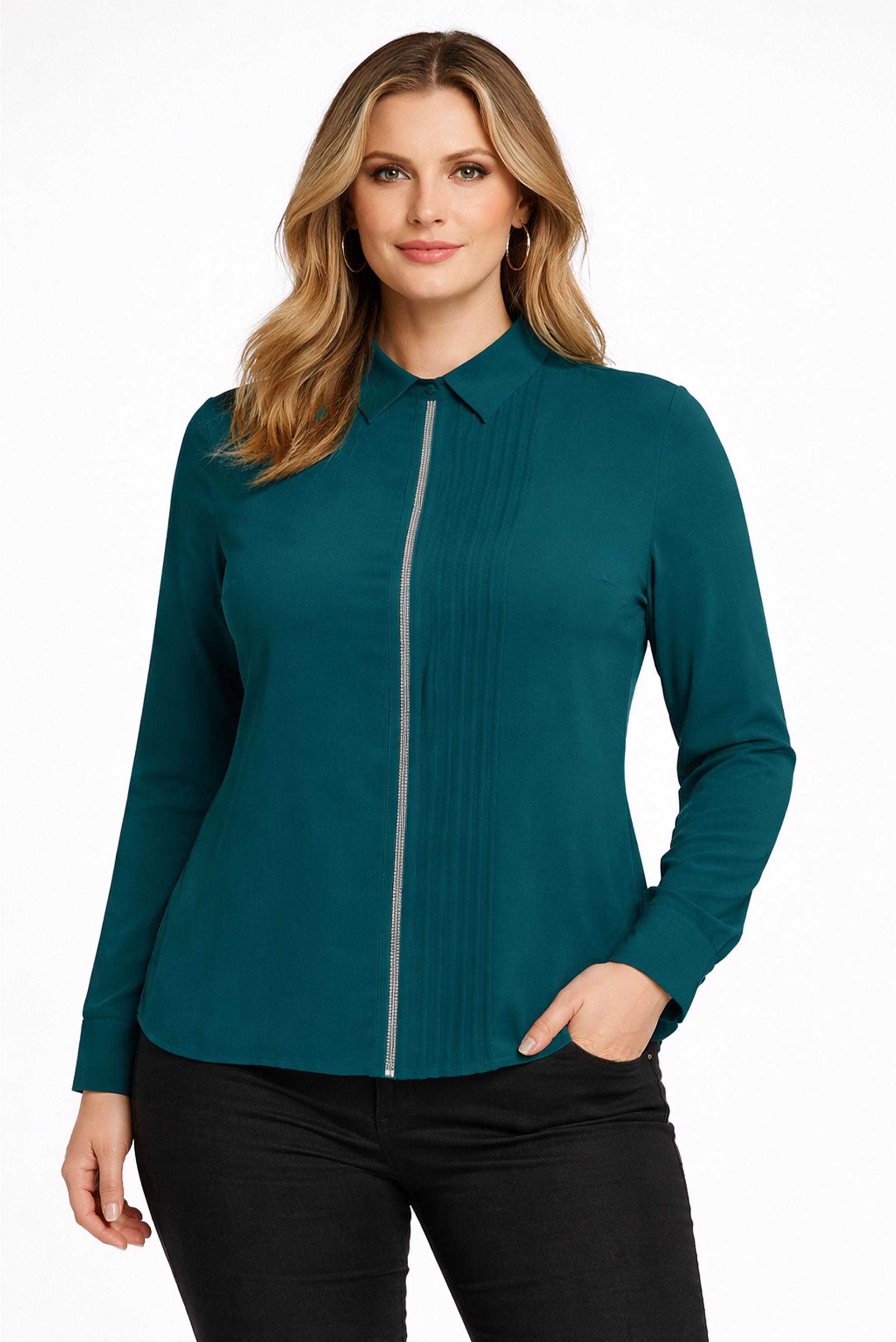 Hijab-Kleidung BLAU HEMDBLUSE MIT STREIFENDETAILLIERT 44614