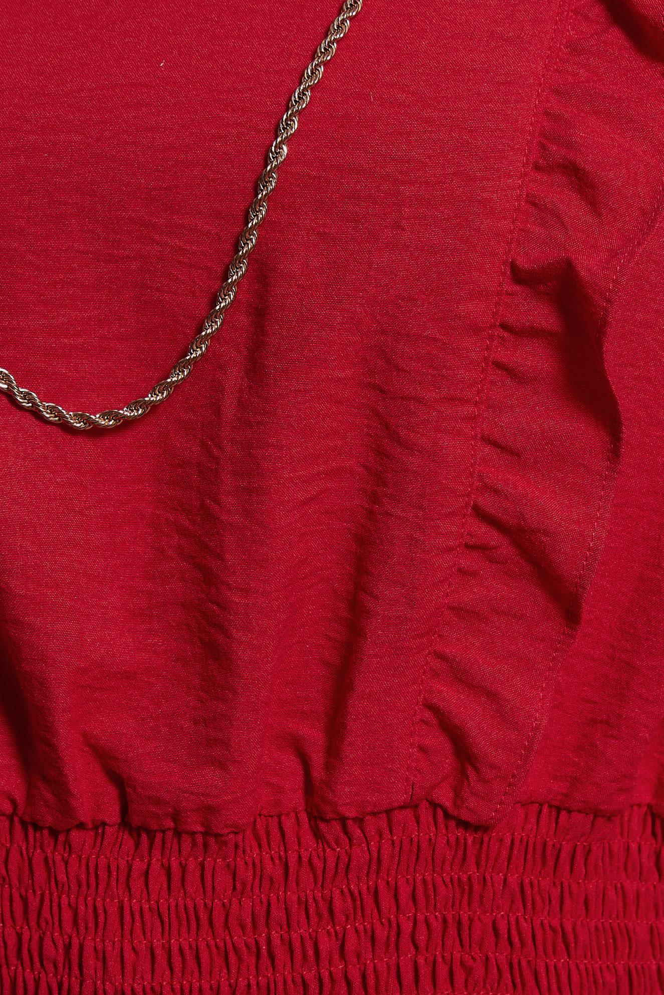 Tesettür giyim KIRMIZI GİPELİ FIRFIR DETAYLI BLUZ 44616