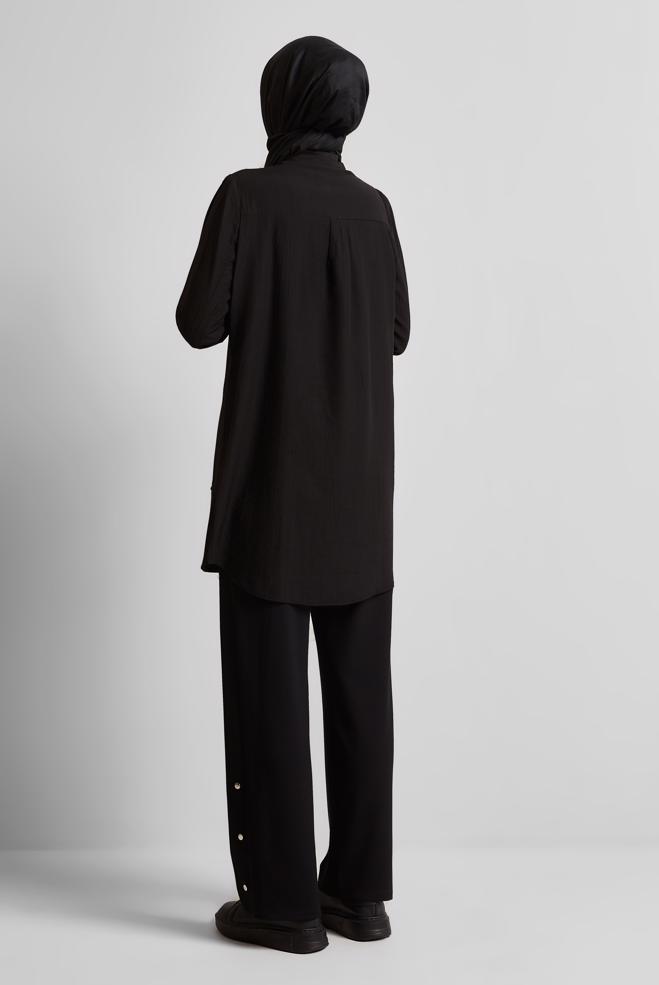 Tesettür giyim SİYAH GÖMLEK BLUZ 44617 - ALVİNA