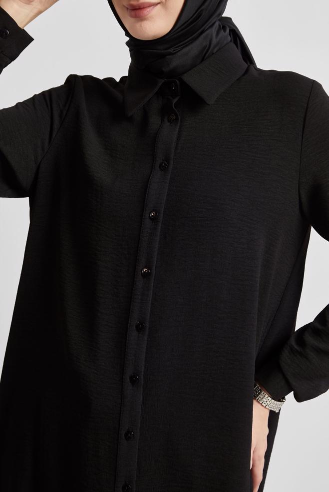 Tesettür giyim SİYAH GÖMLEK BLUZ 44617 - ALVİNA