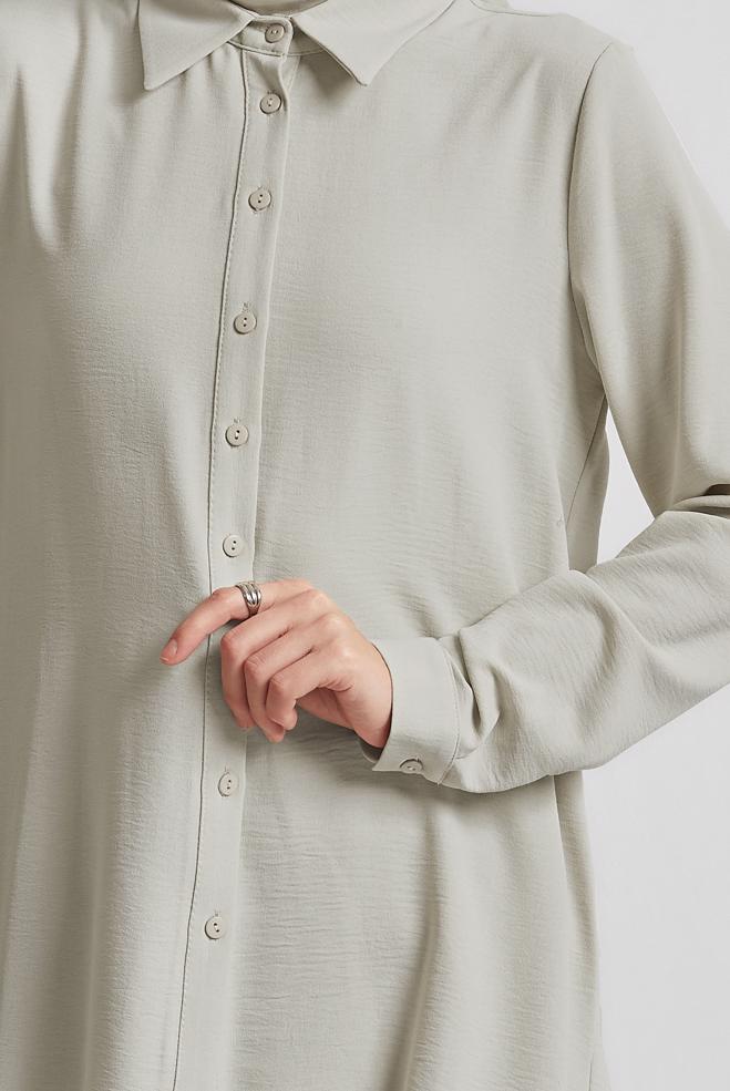 Tesettür giyim EKRU GÖMLEK BLUZ 44617 - ALVİNA