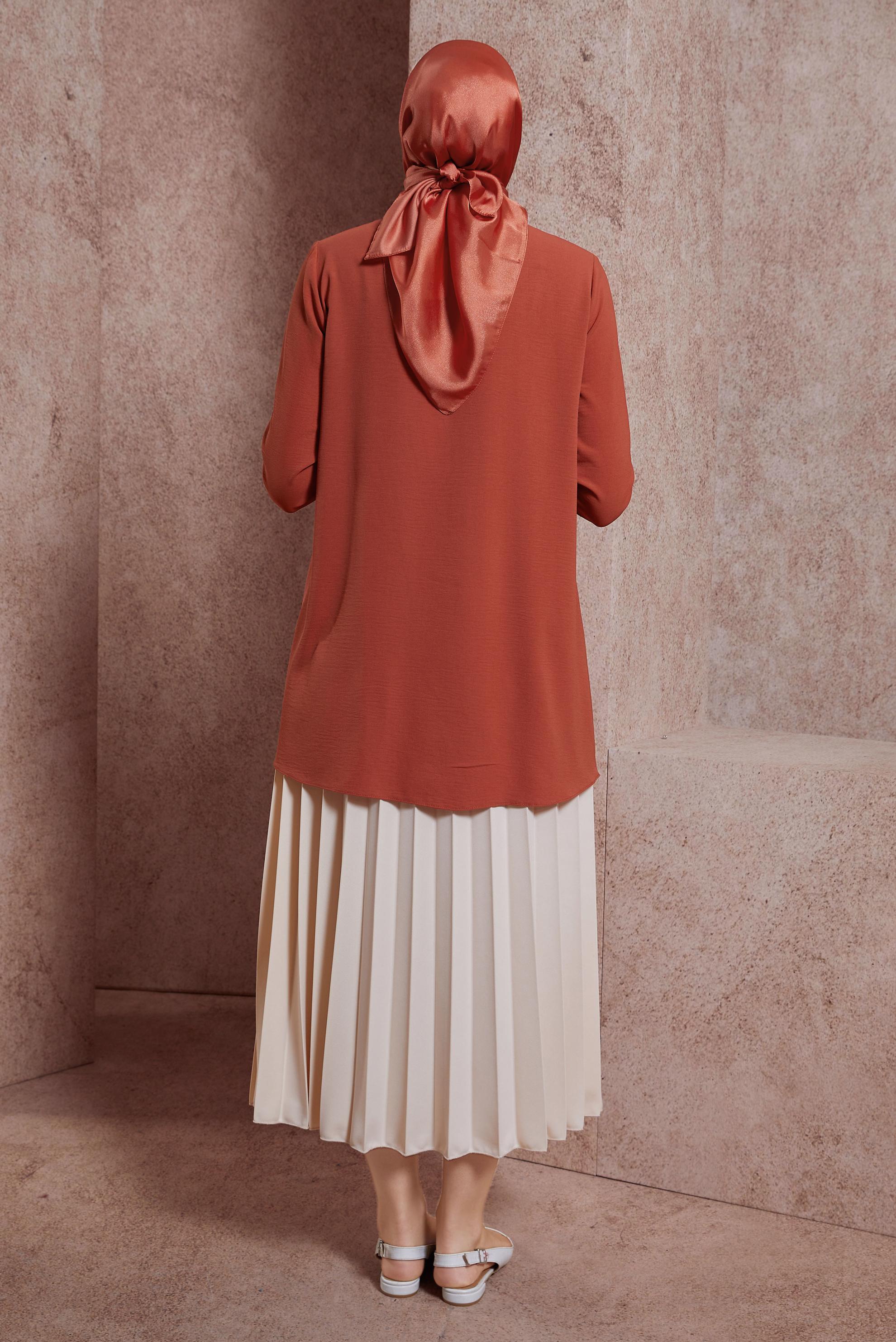 Tesettür giyim TURUNCU GÖMLEK BLUZ 44617