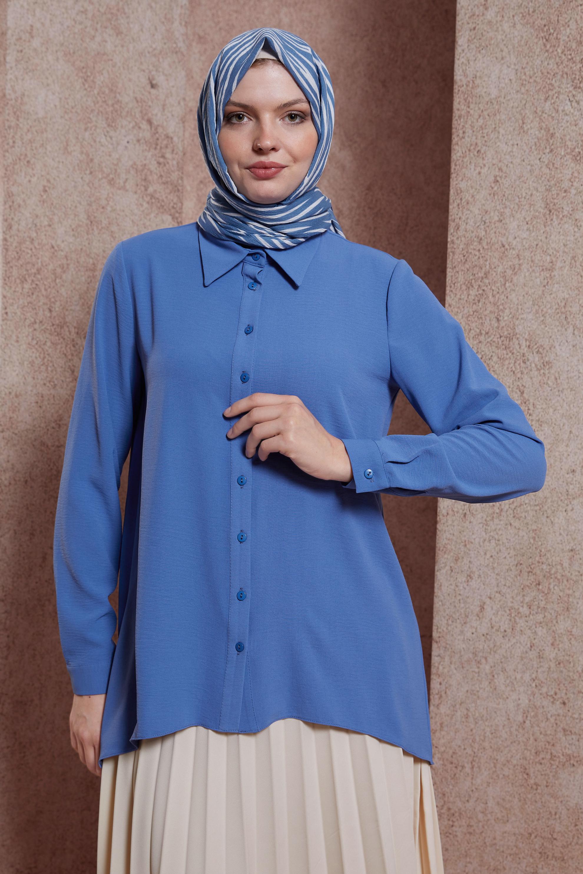 Tesettür giyim LACİVERT GÖMLEK BLUZ 44617