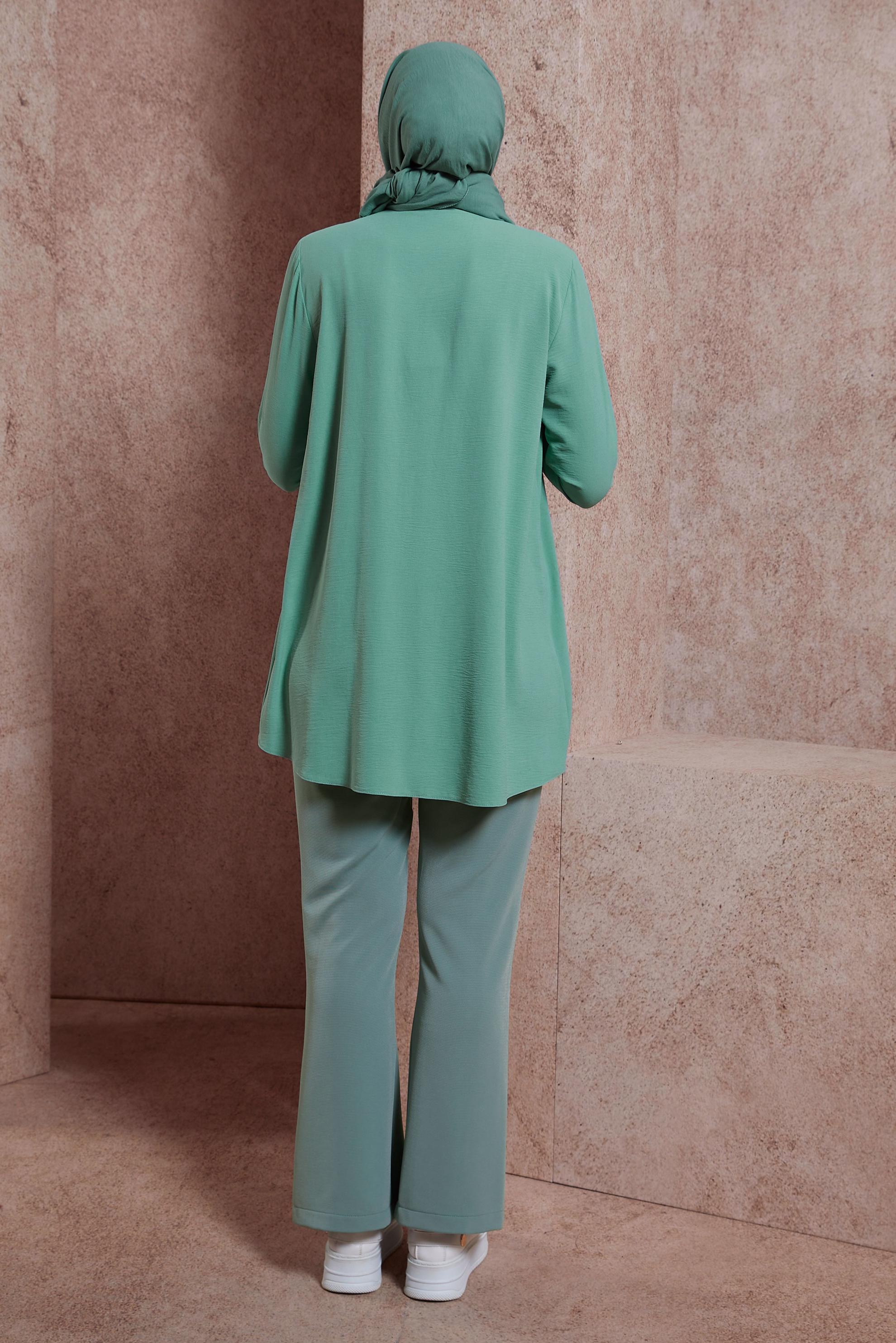 Tesettür giyim YEŞİL GÖMLEK BLUZ 44617
