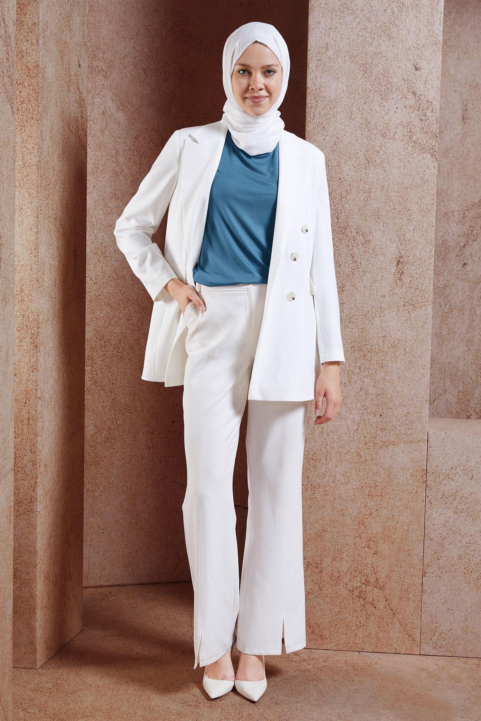 Tesettür giyim MAVİ KOLSUZ İÇ TUNİK 44789