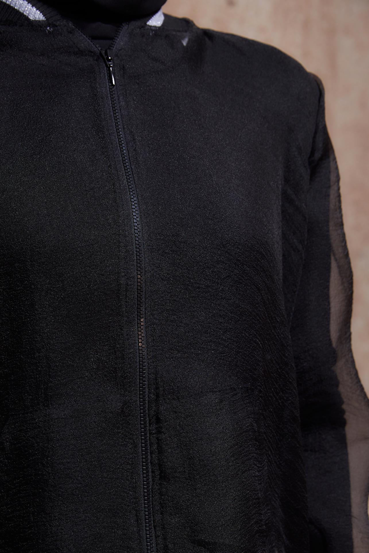 Hijab clothing BLACK STRIPED TULLE JACKET 44306