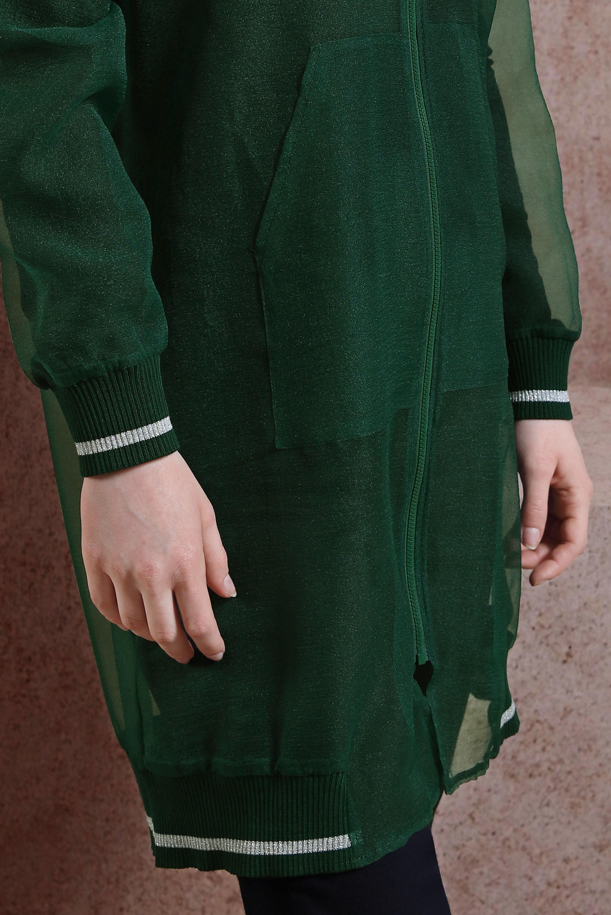 Vêtements hijab VERT VESTE EN TULLE À RAYURES 44306