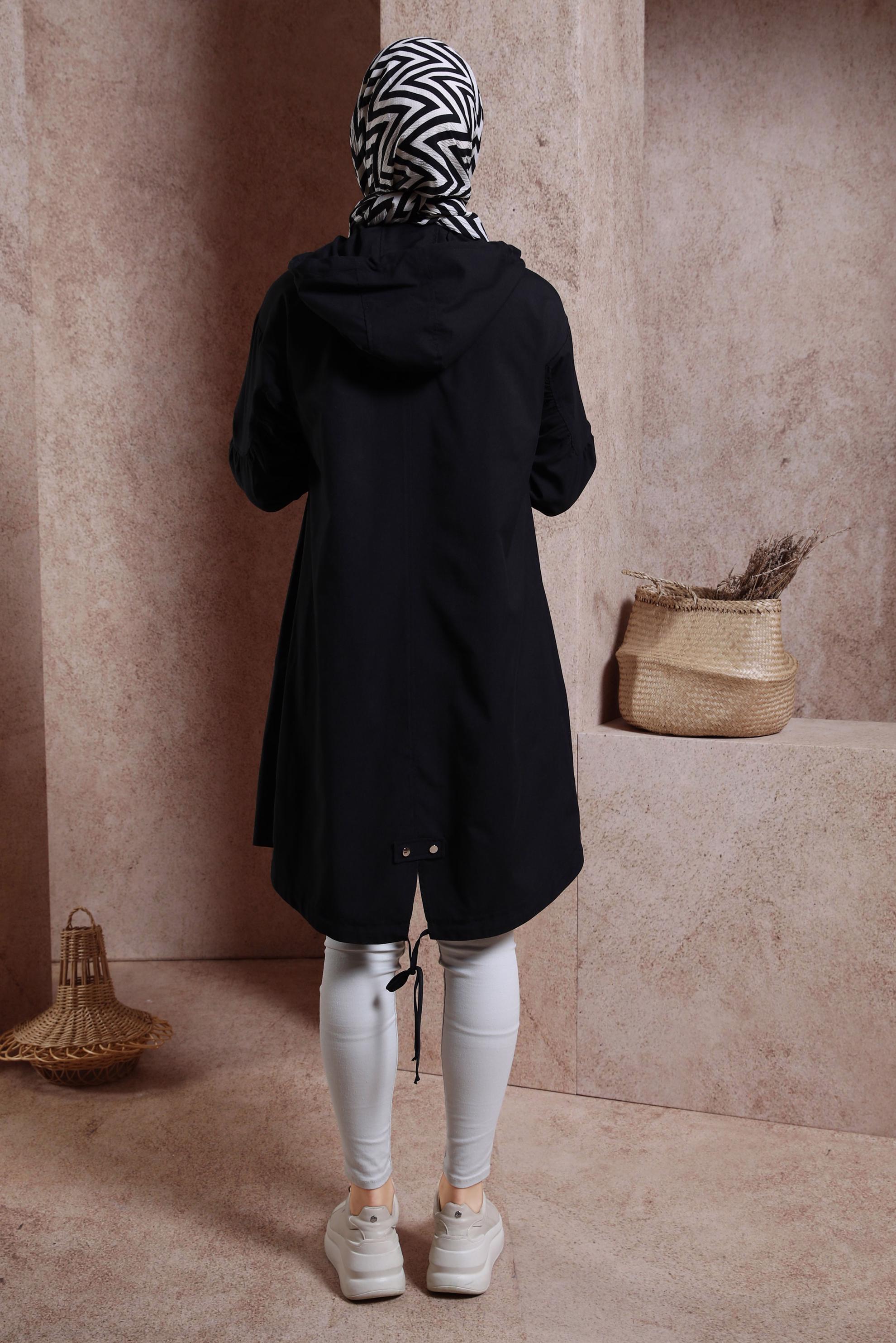 Tesettür giyim SİYAH KAPÜŞONLU GİY ÇIK 44441