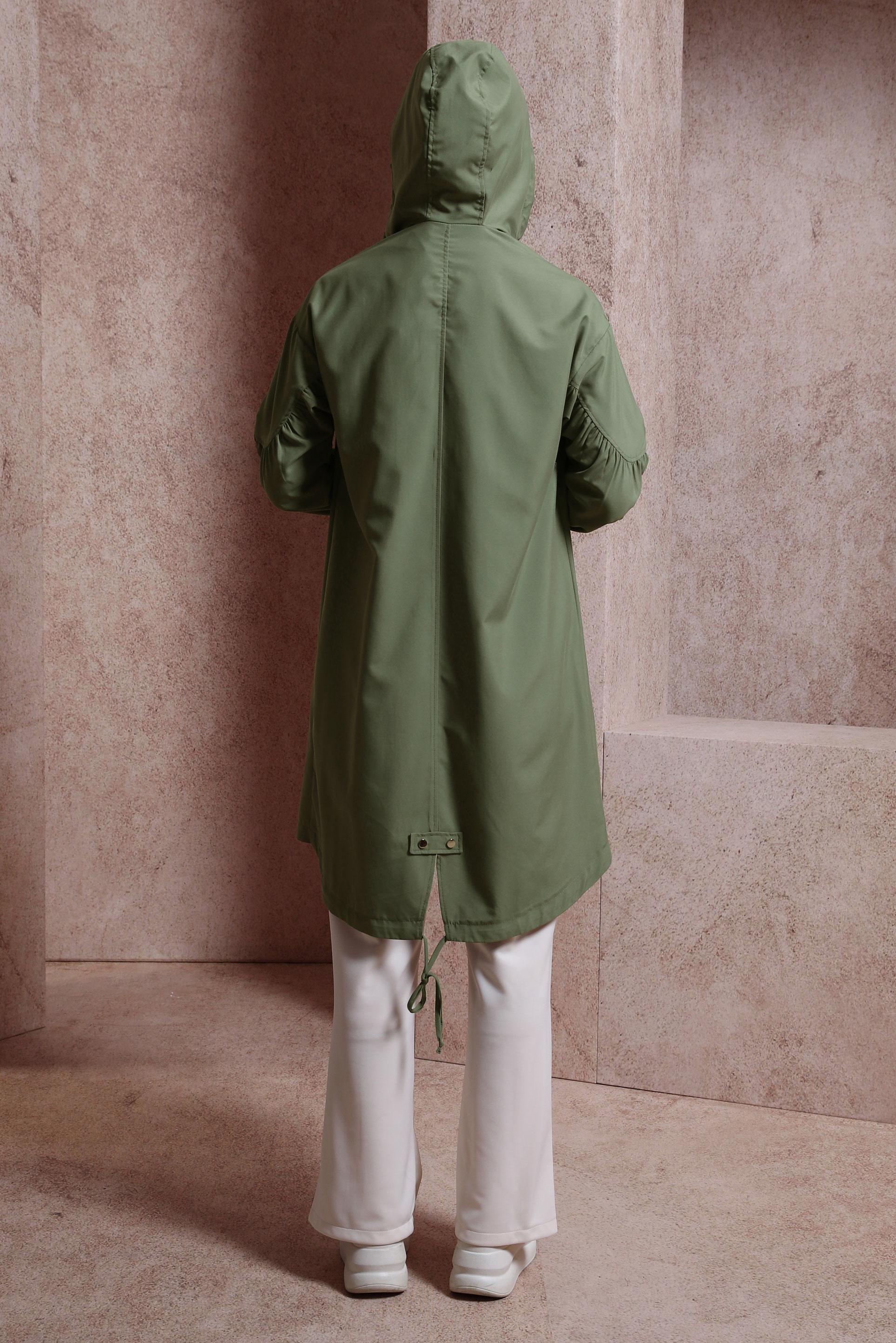 Tesettür giyim HAKİ KAPÜŞONLU GİY ÇIK 44441