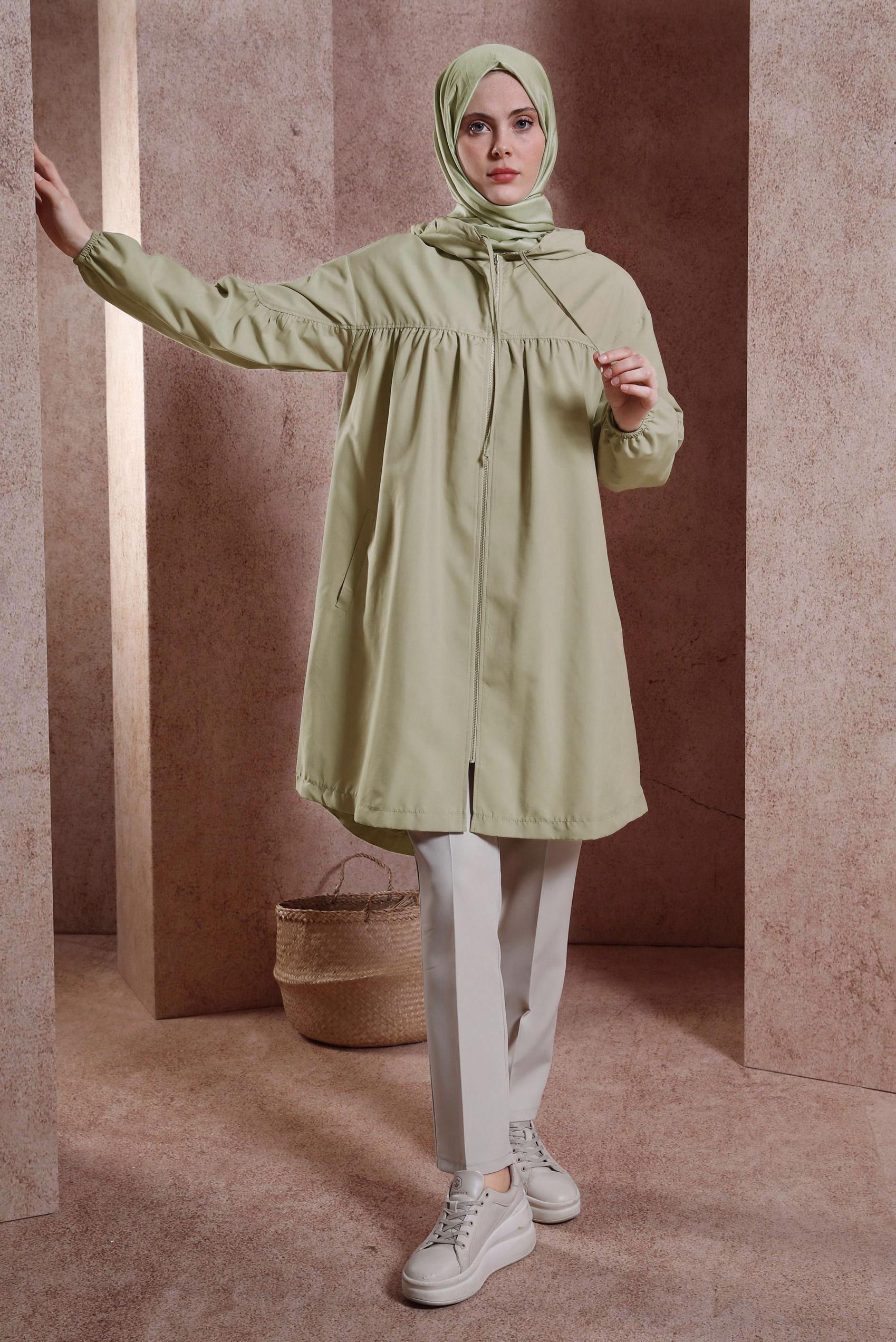 Tesettür giyim BEJ KAPÜŞONLU GİY ÇIK 44441