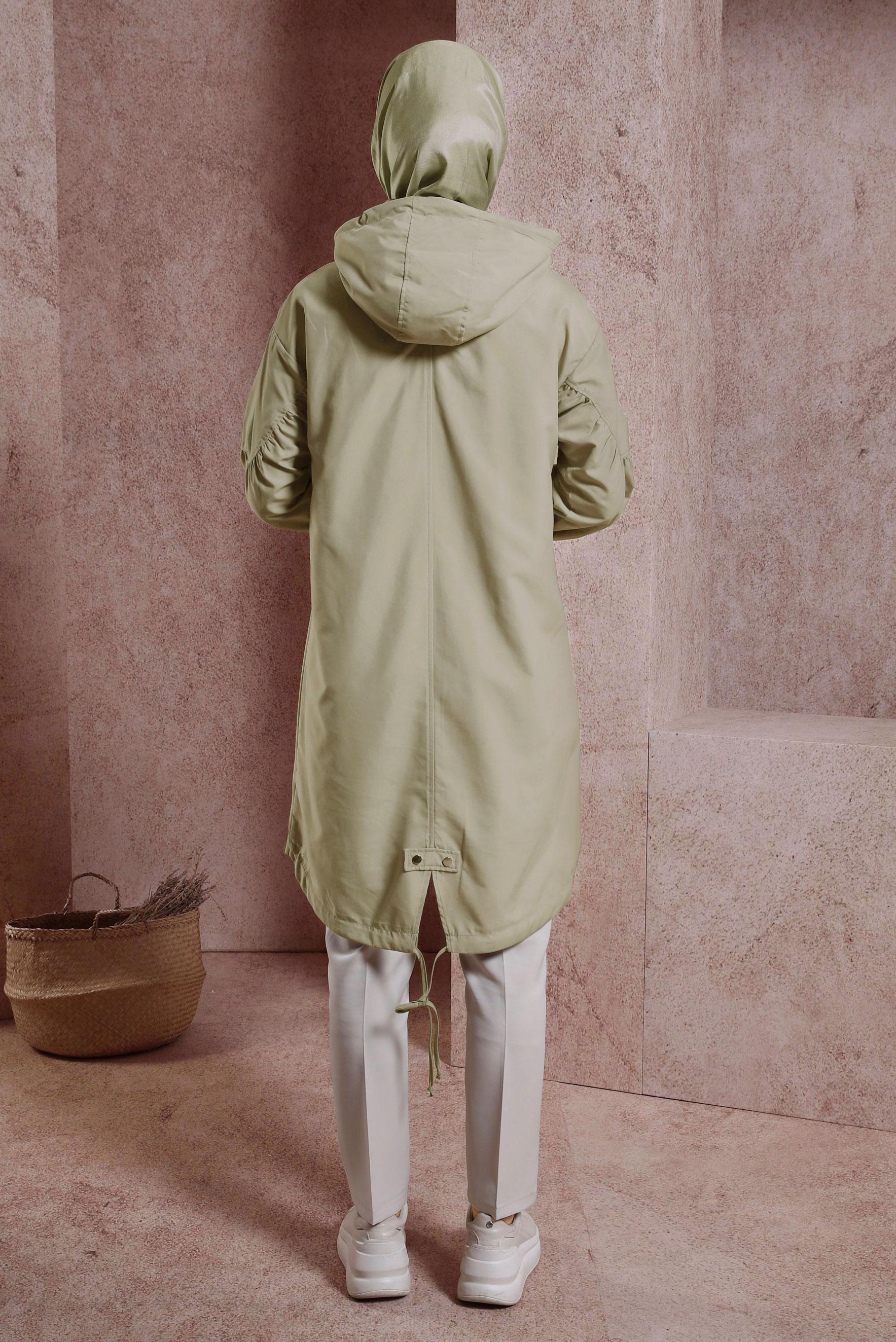 Tesettür giyim BEJ KAPÜŞONLU GİY ÇIK 44441